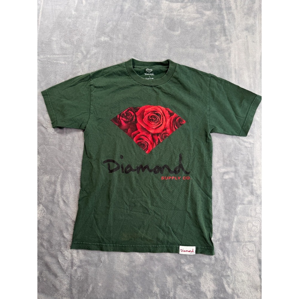 Diamond Supply Co. T-Shirt Men Small Forest Green Graphic Print Cotton Crew Neck